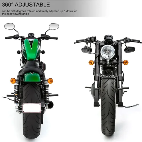 Miniatura 2 de LKV Espejos retrovisores para motocicleta, ajuste de 360 grados, espejos laterales de vástago largo para Harley Sportster Road King Softail Street