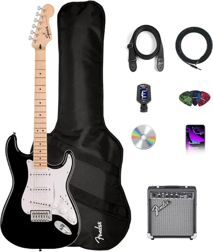 Miniatura 15 de Fender Squier Affinity Stratocaster HSS - Paquete Charcoal Frost Metallic con amplificador Frontman 10G, cable, funda, correa, púas, lecciones