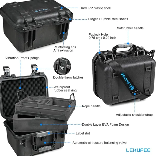 Miniatura 3 de Lekufee Funda rígida impermeable para DJI Osmo Action 6, Osmo Action 5 Pro/4/3, combo de aventura, combo estándar y más accesorios (solo funda)