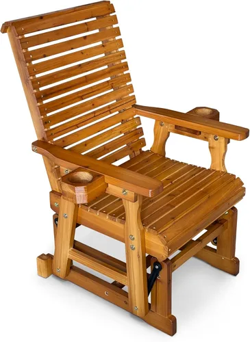 Miniatura 10 de Fortune Candy Planeador de Patio con Portavasos, Respaldo Alto Reclinable y Asiento Contorneado Profundo, Capacidad 800 Libras (Marrón, 2 Plazas)