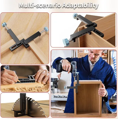 Miniatura 8 de Preciva Abrazaderas de esquina para carpintería, cuadrados de posicionamiento de 90° de 4 x 2 pulgadas con 4 abrazaderas en C, aleación de aluminio