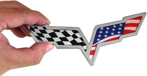 Miniatura 6 de 2 insignias cruzadas para capó delantero y trasero para la fascia trasera, emblemas de repuesto para Corvette C6 2005-2013