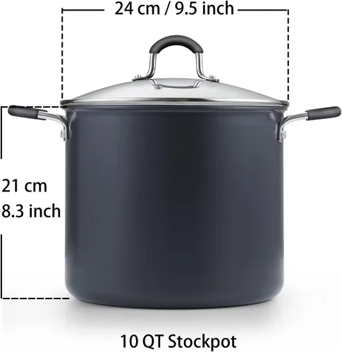 Miniatura 2 de Cook N Home - Olla antiadherente con tapa para sopa de 10 cuartos de galón, anodizada dura profesional, segura para horno - Asas que se mantienen