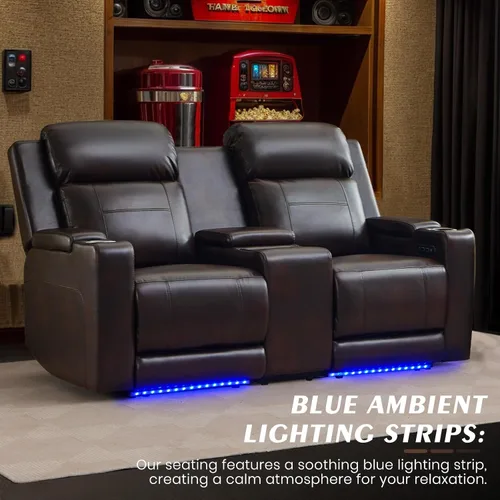 Miniatura 5 de Sofá biplaza reclinable eléctrico con consola, sofá biplaza reclinable de doble motor con reposacabezas eléctrico/carga inalámbrica/luz