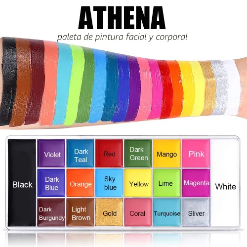 Miniatura 4 de UCANBE Juego de pintura facial y corporal, paleta de pintura Athena, 10 pinceles profesionales para artistas, bandeja grande y profunda, ideal