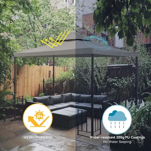 Miniatura 6 de Yescom Toldo de repuesto para cenador UV30+ de 8 x 8 pies, color gris para tienda de campaña de patio y jardín de doble nivel Y0088T09 Beige