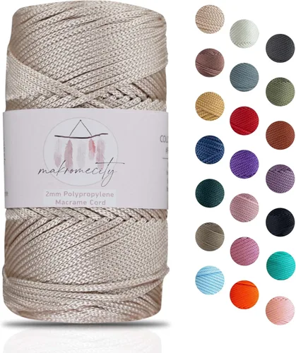 Miniatura 42 de Makromecity, Cordón de macramé de poliéster de 2 mm x 38 m (125 yardas) 2 mm de polipropileno, cordón de macramé para crochet, bolsas de macramé