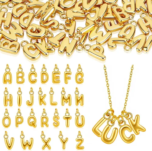 Miniatura 8 de SelfTek Letters Charms for Jewelry Making, Gold Charm Pendant Beads