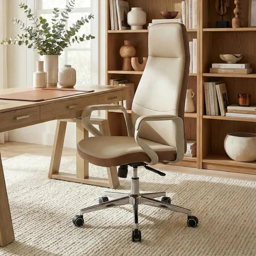 Miniatura 9 de EUREKA ERGONOMIC Clara - Silla de oficina ejecutiva, silla de trabajo de piel sintética, silla de escritorio giratoria de respaldo alto con soporte