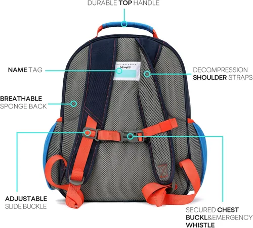 Miniatura 4 de mibasies Mochila para niñas y niños, ideal para niños y niñas, mochila para preescolar jardín de infantes y primaria, Azul oscuro, Niños-12L US
