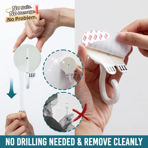 Miniatura 2 de TAILI Ganchos adhesivos de techo para plantas colgantes, resistentes sin taladros, ganchos de pared adhesivos extraíbles para colgar luces