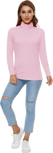 Miniatura 7 de CRYSULLY Camisas de manga larga para mujer, protección solar, cremallera de 14, de verano, de secado rápido