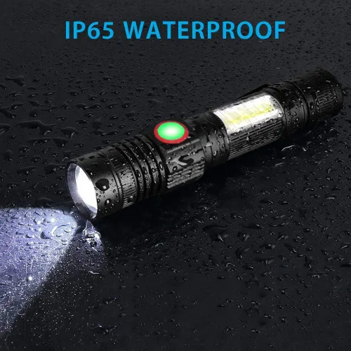 Miniatura 7 de Hoxida Linterna recargable LED (batería incluida), linterna LED magnética con luz lateral COB, 1200 lúmenes, LED súper brillante, impermeable