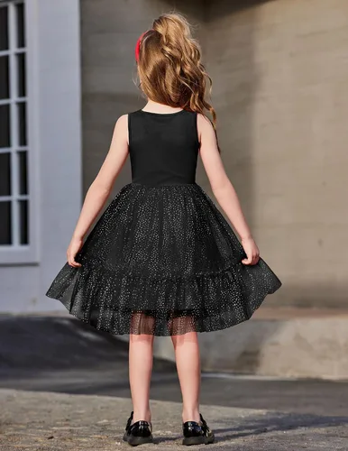 Miniatura 5 de Arshiner Vestido Formal Sin Mangas para Niños Pequeños, Vestido de Tul de Brillo Elegante y Bonito, Vestido de Fiesta, Vacaciones, Vestidos