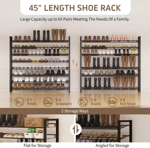 Miniatura 6 de Zapatero de metal, organizador de zapatos grande de 8 niveles, zapatero vertical de metal resistente de 4 niveles apilable para almacenamiento