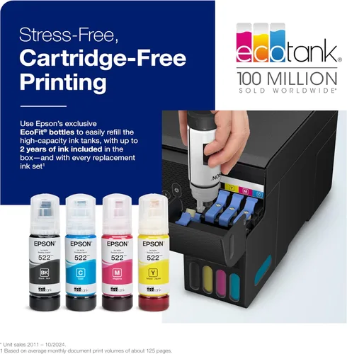 Miniatura 2 de Epson EcoTank ET-2800 Impresora Supertank inalámbrica a color todo en uno sin cartuchos con escaneo y copia, la impresora básica ideal para el Negro