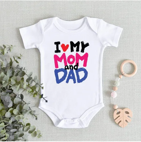 Miniatura 5 de TripleBDesigns I Love My Mom and Dad - Mameluco para bebé recién nacido