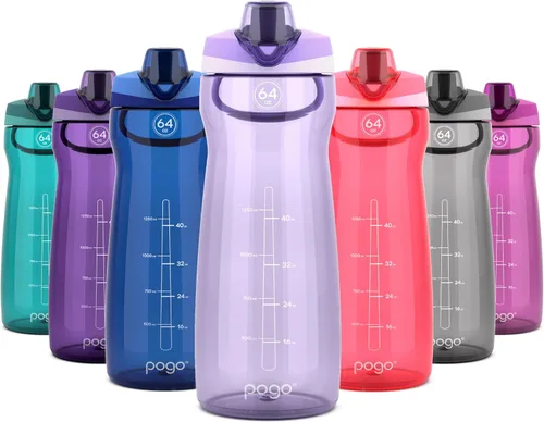 Miniatura 36 de Pogo Botella de agua de plástico sin bisfenol A con tapa con pico de 32 onzas, color azul atolón Azul (Blue Atoll)