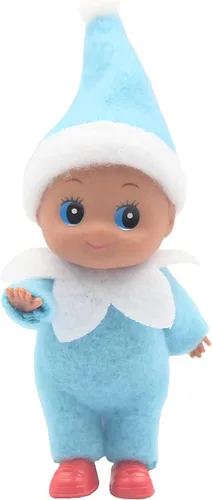 WULEEUPER - Muñeca de elfo bebé de piel oscura | Decoración navideña en miniatura | Regalo para recién nacido | Muñecas de elfo bebé con pies y Azul