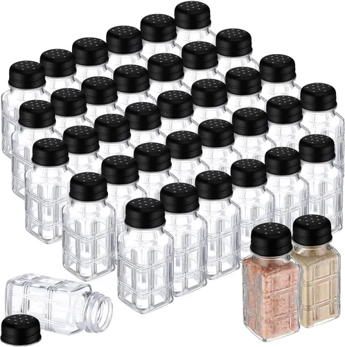 Miniatura 12 de Bokon Juego de 48 cocteleros de vidrio para sal con tapas de acero inoxidable de 2.7 oz, coctelero pequeño para especias para cocina, restaurantes