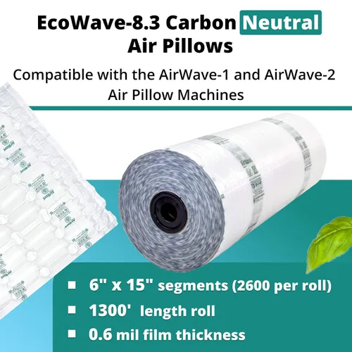 Miniatura 2 de IDL Packaging EcoWave-8.3 Almohadas de aire para embalaje, 15 pulgadas de ancho y 1300 pies de largo con película neutra de CO2 (1 rollo), bolsas