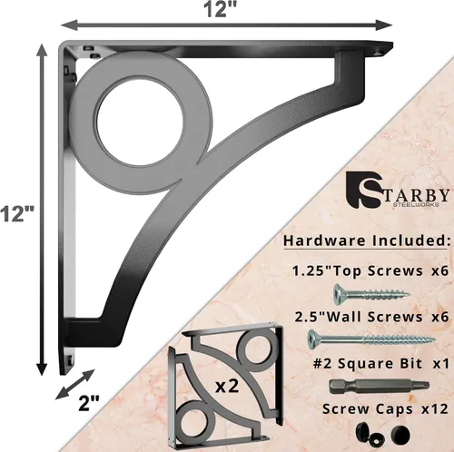 Miniatura 52 de Starby Charleston Soportes de acero resistente para repisa de chimenea, estante flotante, soporte de encimera, soldado a mano (paquete de 2)