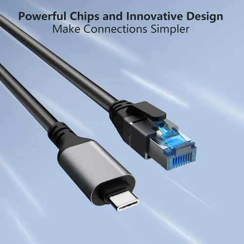 Miniatura 2 de Cable USB C a Ethernet de 1.5 pies, red Gigabit, cable LAN redondo tipo C a RJ45, conectado directamente, compatible con Thunderbolt 3/4