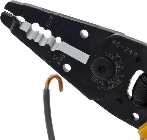 Miniatura 9 de IDEAL Electrical 45-249 12/2 NM T-Stripper - 2/12 AWG, pelacables con agujeros de bucle, nariz de alicate, apertura automática con resorte
