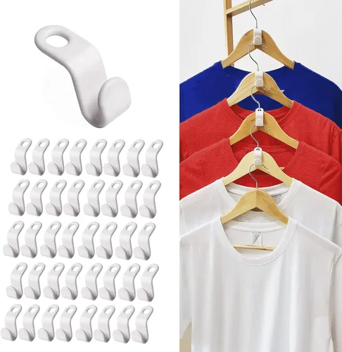 DG HOME & MORE 40 perchas de plástico para colgar ropa con ganchos para colgar, color blanco