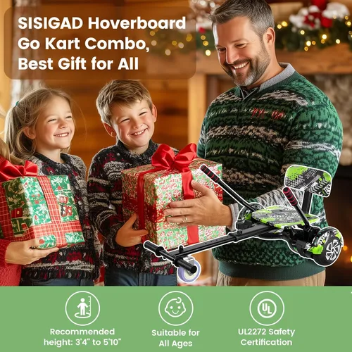 Miniatura 8 de SISIGAD Scooter Seat Attachment, 6.5'' Self Balancing Scooters Go Kart with Bluetooth and LED Lights