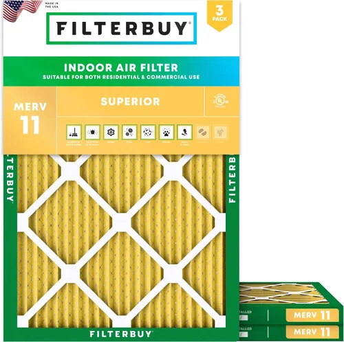 Filterbuy Filtro de aire MERV 11 de 8 x 14 x 1 pulgadas para defensa de mascotas y alergias (paquete de 3), filtros electrostáticos plisados para