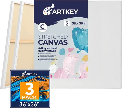 Miniatura 10 de Lienzos estirados para pintar de 12 x 12 pulgadas, paquete de 7, 10 oz triple imprimación libre de ácido 100% algodón lienzo en blanco, lienzo