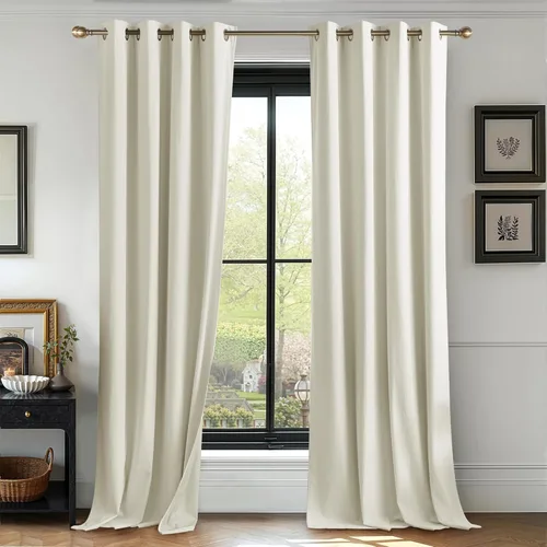 Miniatura 25 de RYB HOME Cortinas de terciopelo beige camello 84 pulgadas, cortinas gruesas de terciopelo para oscurecer la habitación para decoración de granja