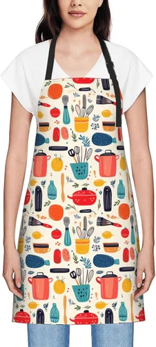 Miniatura 10 de Delantal de esqueleto de Halloween, delantal de trabajo impermeable para cocina, barbacoa, fiesta, regalo perfecto de vacaciones