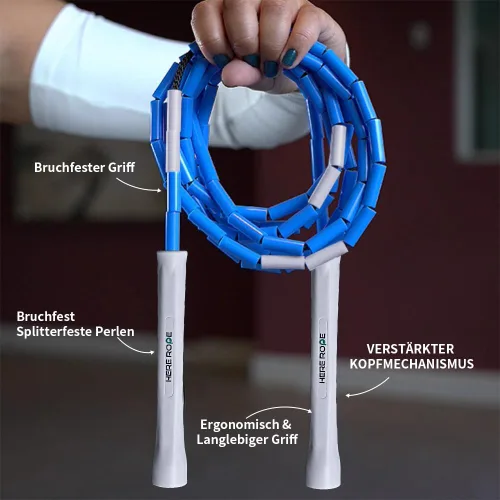 Miniatura 2 de Cuerda de saltar con cuentas, asas irrompibles y cuentas inastillables para un mejor entrenamiento físico, cuerdas de saltar ajustables para adultos