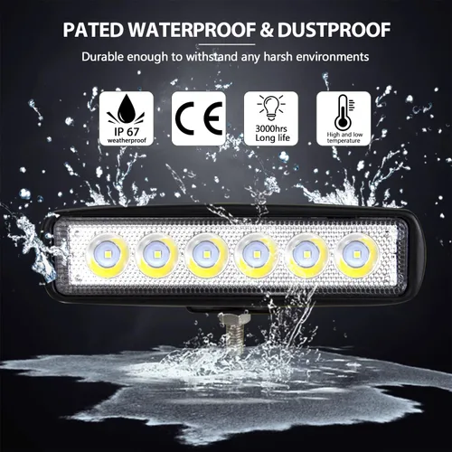 Miniatura 6 de AUXTINGS 6 pulgadas 15 cm 18 W Mini Luz de Trabajo LED Ultra Delgada, Luz de Punto LED, Luces de Conducción 12 V 24 V, Luces Antiniebla Todo Terreno