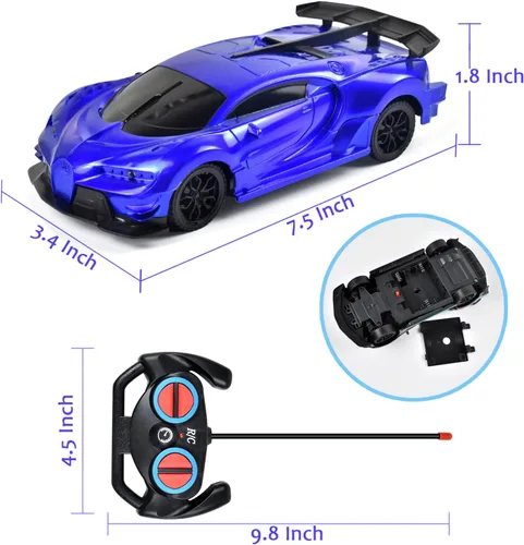 Miniatura 2 de Tuko Juguetes de coche a control remoto, juguetes RC para niños y niñas de más de 3 años (azul)