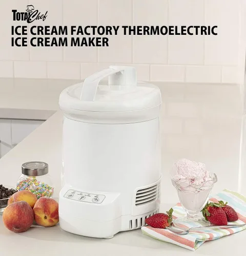 Miniatura 2 de Total Chef Ice Cream Factory - Máquina automática de helados eléctrica, 1.3 cuartos de galón (1.2 litros), color blanco, hace fácil yogur congelado
