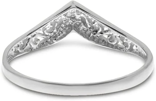 Miniatura 3 de Anillo de oro blanco de 10 quilates con filigrana y diamantes