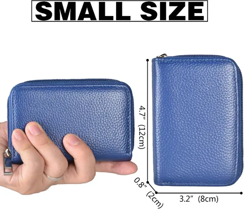 Miniatura 4 de Easyoulife billetera para tarjetas de crédito de cuero auténtico con espacio para 26 tarjetas