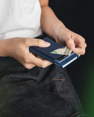 Miniatura 4 de VULKIT Card Holder with Money Pocket Pop Up Wallet RFID Blocking Slim Metal Bank Card Case Holds 5 Cards and Notes