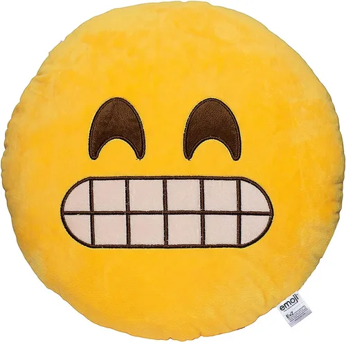 Miniatura 38 de Emoji Cara de Alienígena Cojín de Emoticón Relleno de Felpa Suave Almohada, Certificado Oficial, EvZ 31cm Gris
