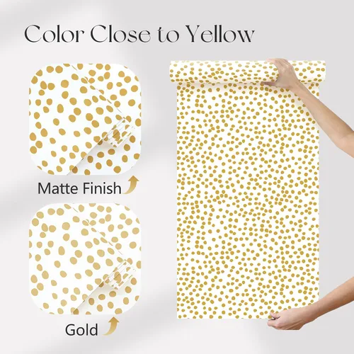 Miniatura 5 de Jeweluck Papel Tapiz de Despegar y Pegar con Lunares, Papel Tapiz de Pegar y Despegar 17.7" x 78.7" Papel de Contacto de Lunares Negros, Papel