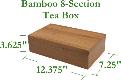 Miniatura 2 de Lipper International Caja de té de madera de bambú con 8 compartimentos, 12-3/8" x 7-3/8" x 3-3/5