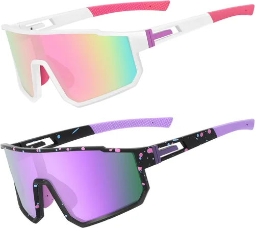 Miniatura 23 de Gafas de sol deportivas para niños, polarizadas, con protección UV400, para niños y niñas, para béisbol, softbol, ciclismo Lentes rojas con montura