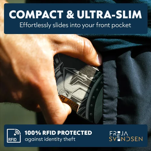 Miniatura 10 de Cartera de aluminio impresa 2.5D para hombres: clip delgado para dinero y tarjetero con barniz selectivo táctil. Bloqueo RFID mejorado, compacto