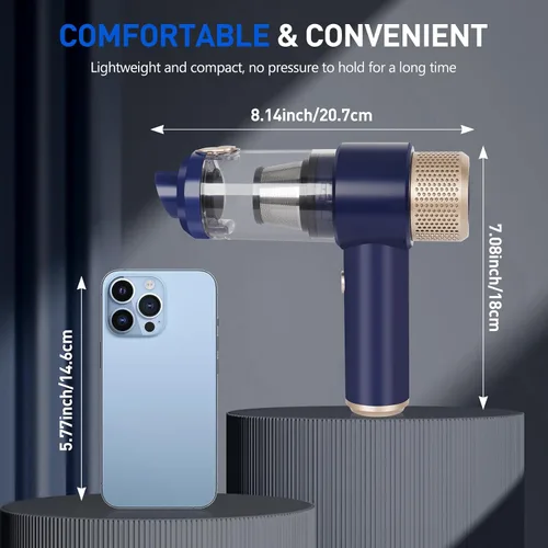 Miniatura 7 de Sweetone Aspiradora portátil inalámbrica para automóvil, aspiradora de 15000 Pa y plumero de aire, aspiradora de mano con luz LED y múltiples
