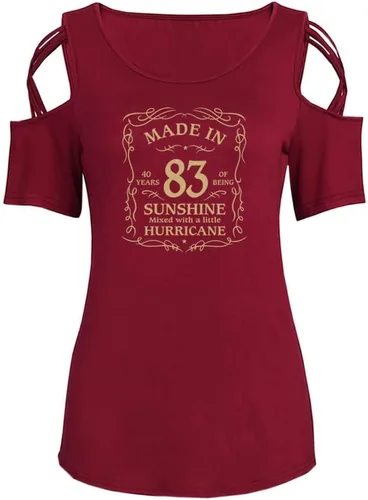 Miniatura 2 de Camisetas de manga corta con estampado de letras del sol de 40 cumpleaños para mujer, cuello redondo, informal, para mujer