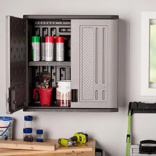 Miniatura 8 de Suncast BMC3000 Gabinete - Construcción de resina para almacenamiento de garaje montado en la pared, organizador de 30.25" con puertas y parte