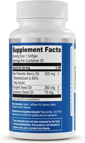Miniatura 2 de Essential Elements Saw Palmetto Plus – Promueve la salud de la vejiga y urinaria – Suplemento de apoyo de próstata para hombres con aceite